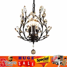 Mini Black Crystal Chandelier Pendant Light for Elegant Home Decor
