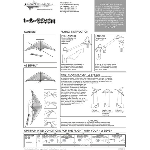CIM Lenkdrachen 1-2-SEVEN Hot Drachen 104cmx52cm Flugdrachen drachenfliegen - Bild 4 von 5