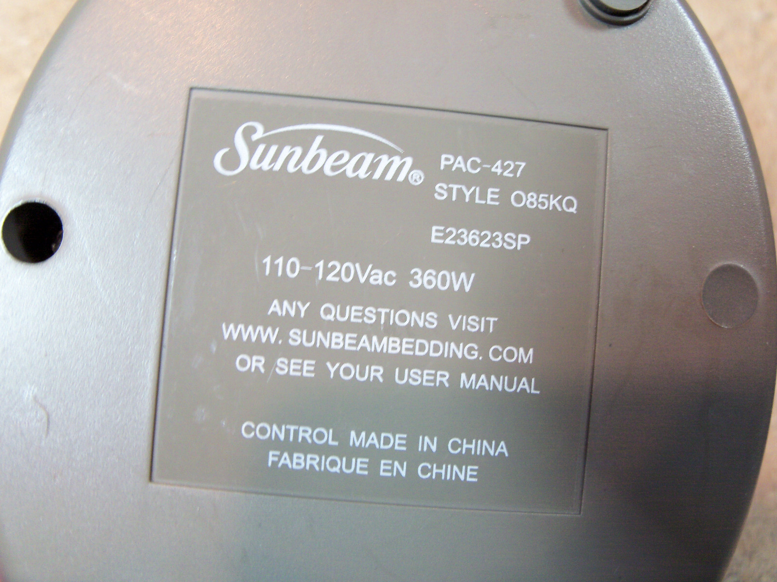 SUNBEAM DUAL CONTROL Electric Blanket Controller Style O85KQ 4PRONG eBay