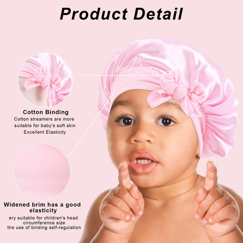 3 Pack Kids Silk Satin Bonnets Toddler Caps for Sleeping Curly Hair Boys Girls - Picture 7 of 8