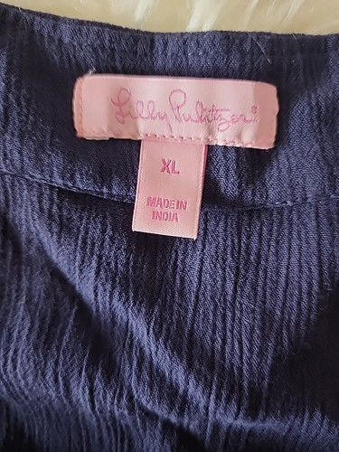 Women’s Lilly Pulitzer Romper XL  Navy Blue Embroidery With Tassels - Picture 8 of 10