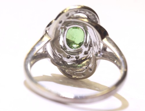 14k White Gold Oval Peridot Gemstone Diamond Ring .12ct VS1 G 3.2g Size 6.75 - Picture 5 of 9
