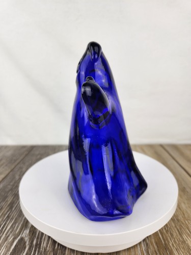 Fenton Cobalt Blue Glass Ghost Figurine - 5.75" Cobalt Blue Halloween Ghost - Picture 4 of 5