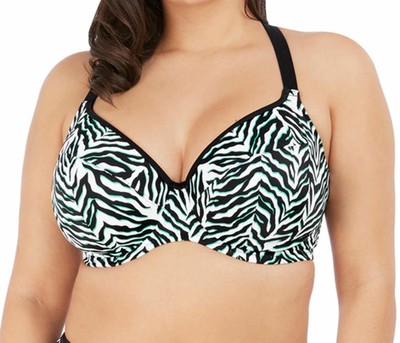 Elomi Plus Size Zulu Rhythm Plunge Bikini Top Black 36F