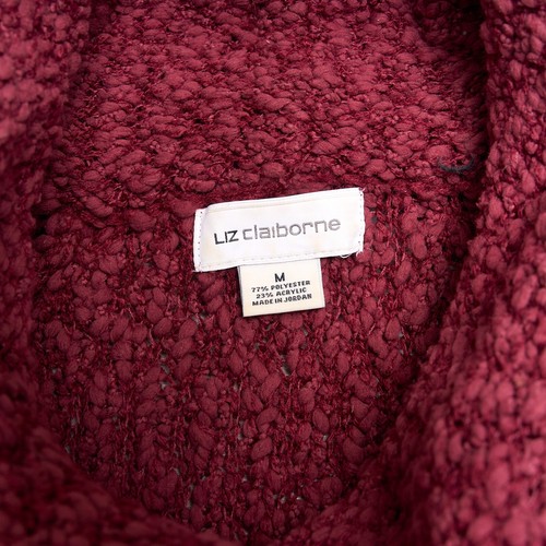 Liz Claiborne Wasserfallausschnitt Pullover Sweater Damen M Burgund Strukturstrick - Bild 3 von 7