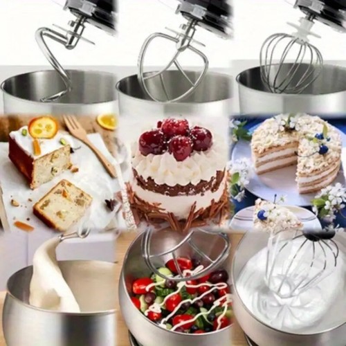 3,2 Quart Edelstahl Ständer Mixer 6 Gänge für Teig, Bäckerei/Salat rot & schwarz - Bild 4 von 21