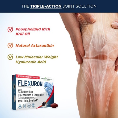 Flexuron Joint Health Supplement 30 Softgels Triple Action Omega 3 Formula - Picture 6 of 7