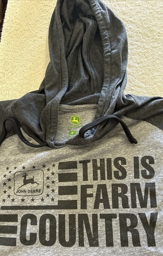 John Deere Men's Medium Lightweight Hoodie Sweatshirt Pullover with Logo - Picture 6 of 7