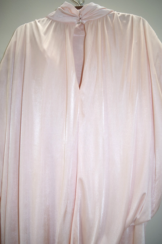 C2 - Vintage Damen 16 Kleid Casadei II 1980er Pfirsich & Elfenbein drapiert Pailletten Akzent - Bild 10 von 11