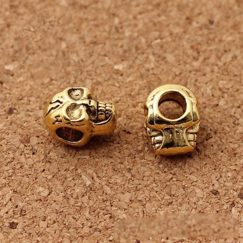 Skull Spacer Bead 10Pcs 12mm Big Hole Punk Beads Hair/Beards Metal Loose Charm - Picture 11 of 14