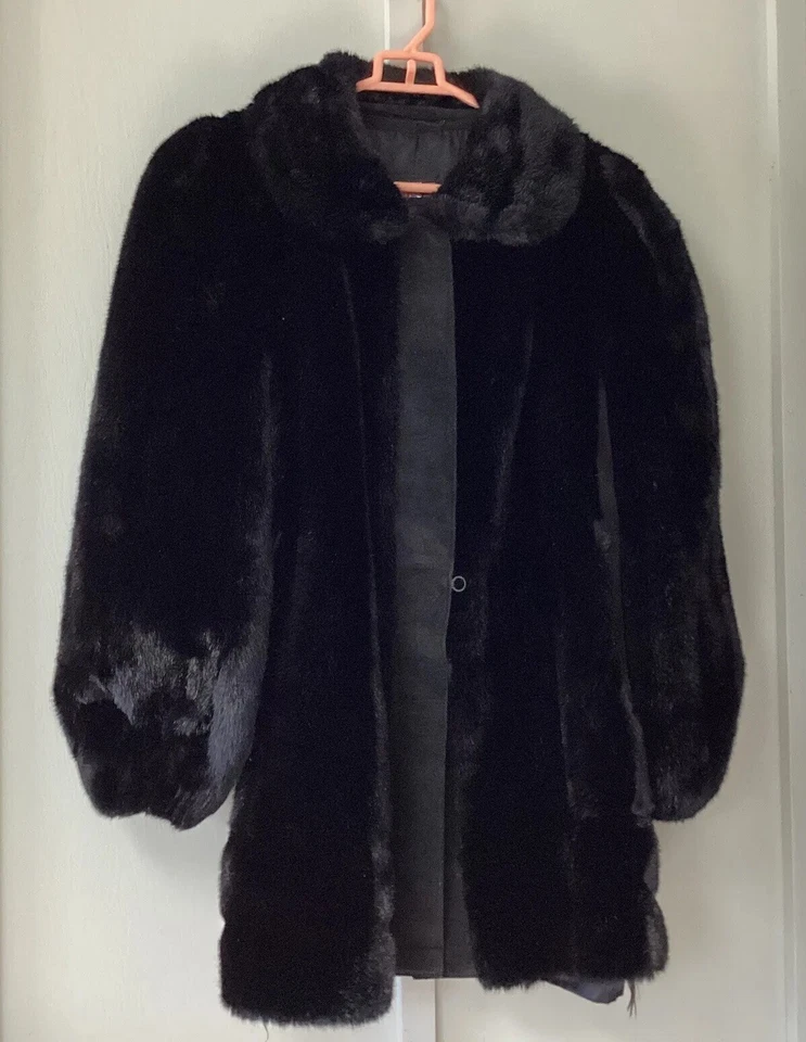 Chaqueta De Colección Años 70 Adolph Schuman Para Lilli Ann Mujer Talla M/L Piel Sintética Forrada Negra Foto 4 de 4