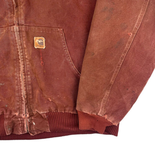 Vintage Distressed Carhartt Active Workwear Jacket Clay Red J130 CLY Rare XL - Picture 6 of 8