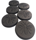 6 x Charcoal Round Concrete Garden Stepping Stones 23cm / 9Inch | Bee