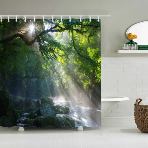 Forest Creek Shower Curtain Waterproof Bathroom Bathtub Curtains w/12Hooks Gifts - Bild 33 von 46