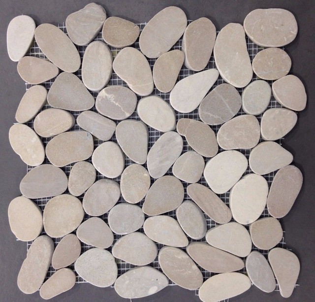 Tan Flat Pebble Tile 12 X12 Rock Stone Shower Floor Wall Mosaic Tan Flat Pebble Tile 12 X12 Rock Stone Shower Floor Wall Mosaic