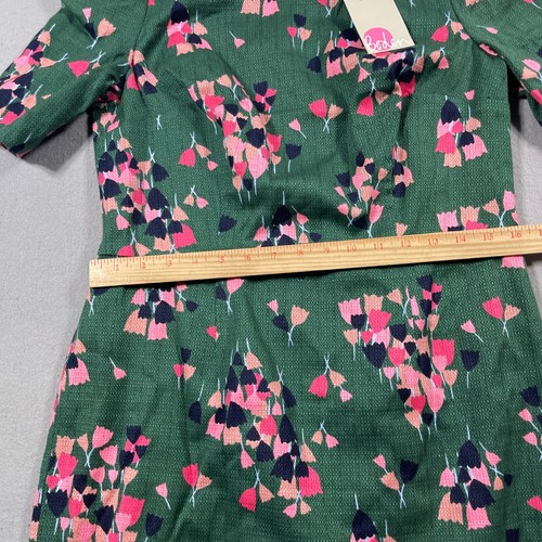 Boden Dress Women 10R Sheath Green Floral Short Sleeve Zip Back Lined Spring NWT - Picture 6 of 12