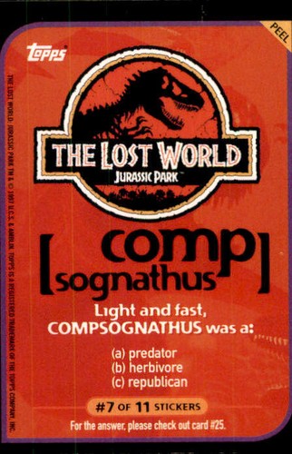 Jurassic Park The Lost World 1997 Topps Card Sticker Complete Your Set You Pick - Picture 147 of 155