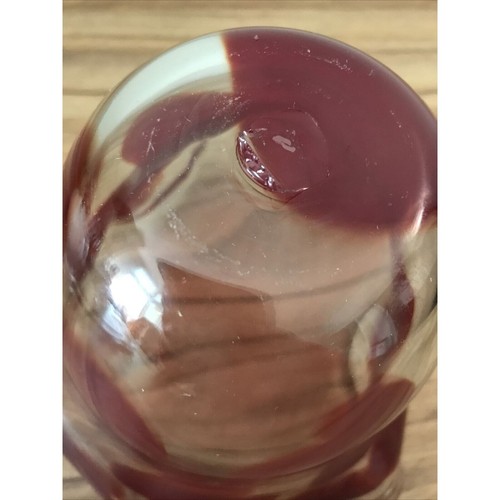 Red Zorza? Hand Blown Art Glass Handkerchief Vase Centerpiece Catch All - Picture 4 of 8