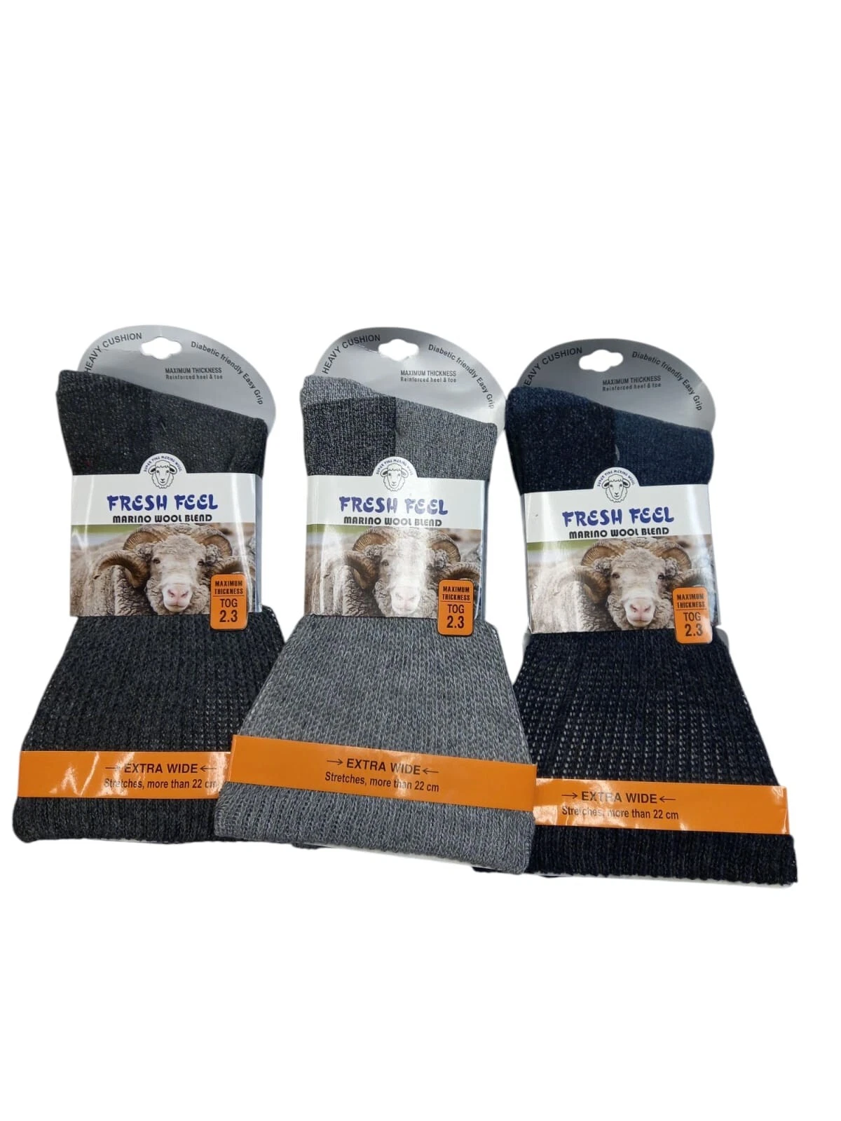 Mens Pack of 6,12 EXTRA WIDE Marino Wool Blend socks Size 6-11