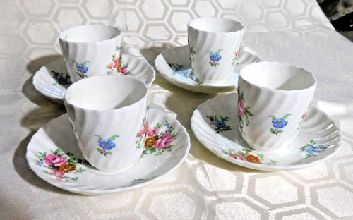 Minton Bone China Coffee Cup & Saucer x 4 - Rosetta - Picture 2 of 9