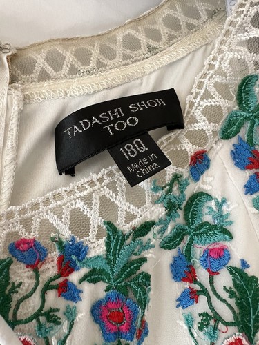 NUEVO CON ETIQUETAS TADASHI SHOJI Vestido Largo Negro Blanco Bordado Talla 18Q - Imagen 9 de 15
