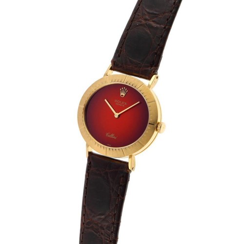 ROLEX Cellini Oval 4083 Hand Winding Cal.1601 Red Gradient Dial Yellow Gold Mens - Picture 4 of 8