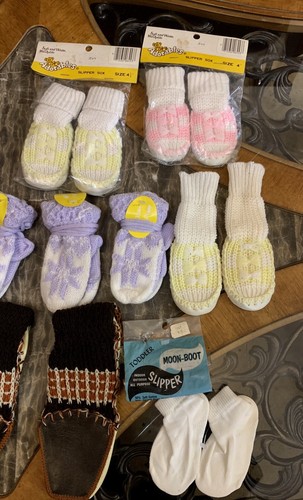 14 Vintage Kindersocken Handschuhe Mondstiefel Mokassins Baby Junge Mädchen Hausschuh 1970er Jahre - Bild 3 von 6