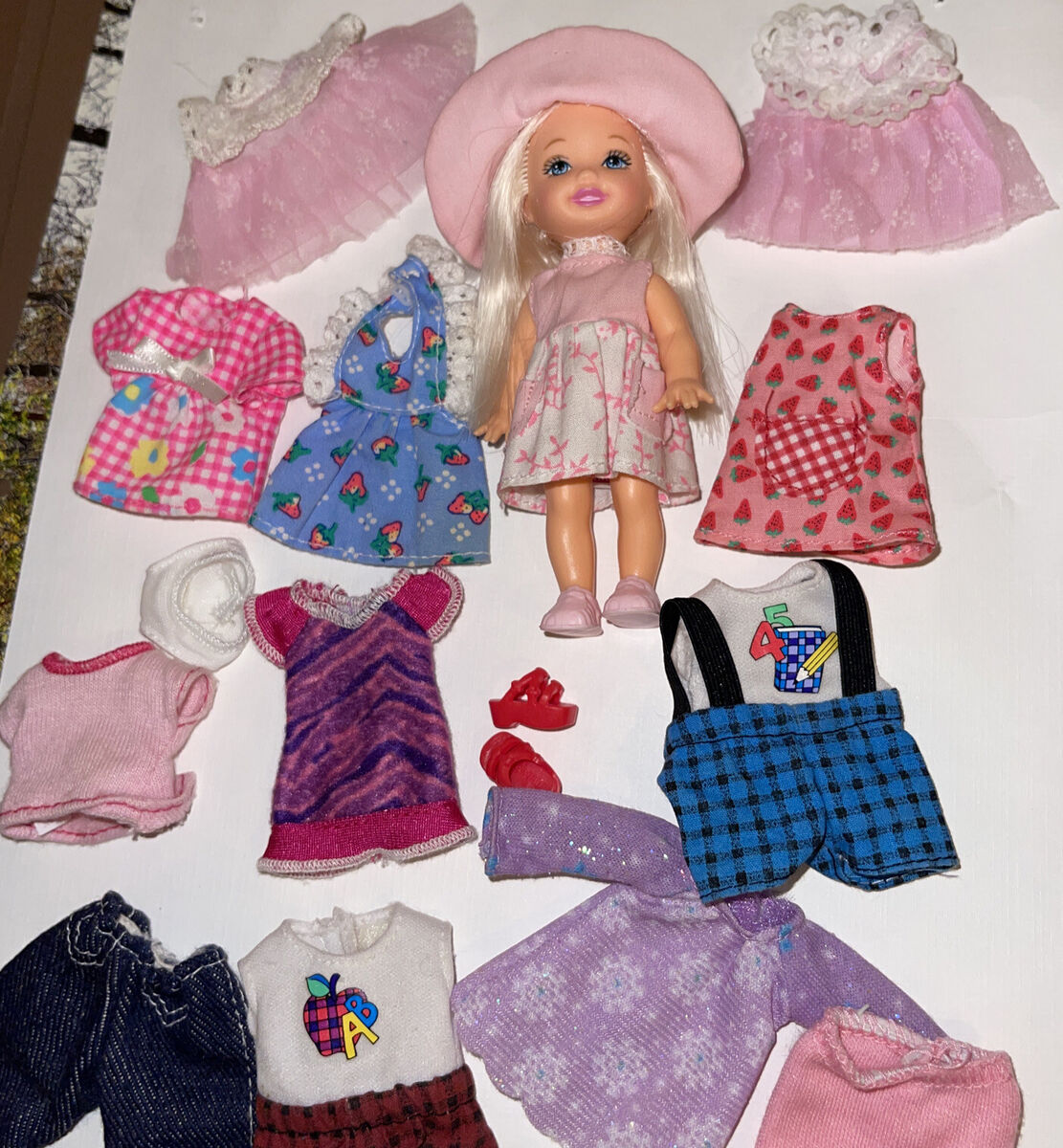 Vintage Barbie Kelly Friends Doll Kid Sister Clothes 7 Dresses Shoes 3 Play Out eBay