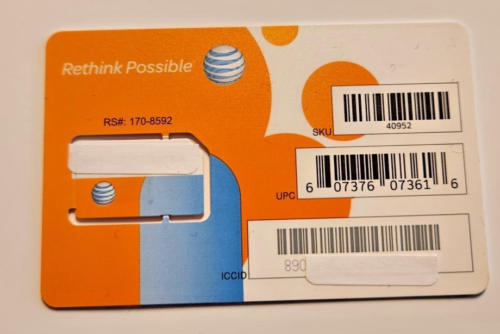 AT&T STANDARD MINI SIM Card 2FF • GSM 4G LTE SKU 40952 - Picture 2 of 2