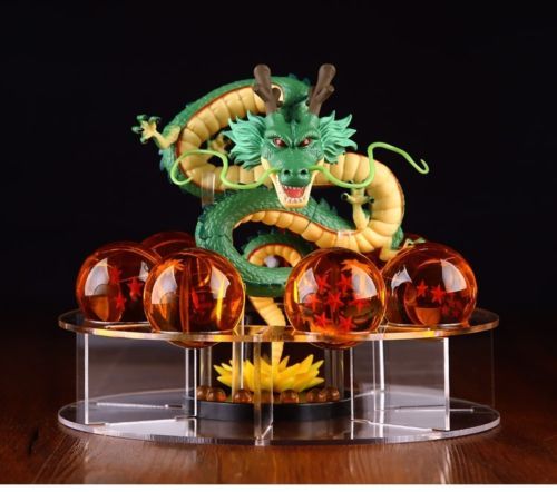 New JP Anime Dragon Ball Z Stars Crystal & Dragon Shenlong & Display Bracket - Picture 1 of 5