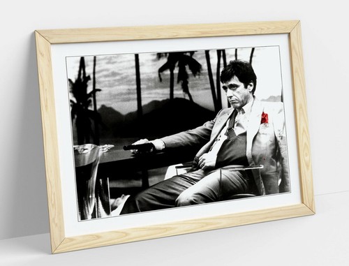 TONY MONTANA -FRAMED STREET ART POSTER PICTURE PRINT- BLACK & WHITE RED - Picture 9 of 10