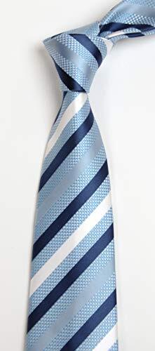 Men's Modern Repp Striped Patterned Formal Ties One Size Light Blue Navy - Bild 2 von 2