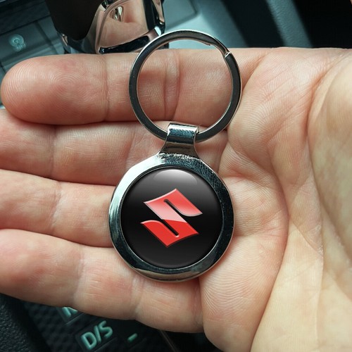 Solid Metal Keyrings Suzuki Dome Round Epoxy Emblem Key fob  gift Keychain - Picture 17 of 22