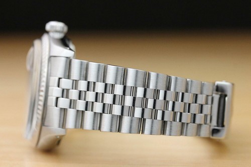 MENS ROLEX DATEJUST BLACK ROMAN 18K WHITE GOLD & SS WATCH w/JUBILEE BAND - Picture 5 of 8