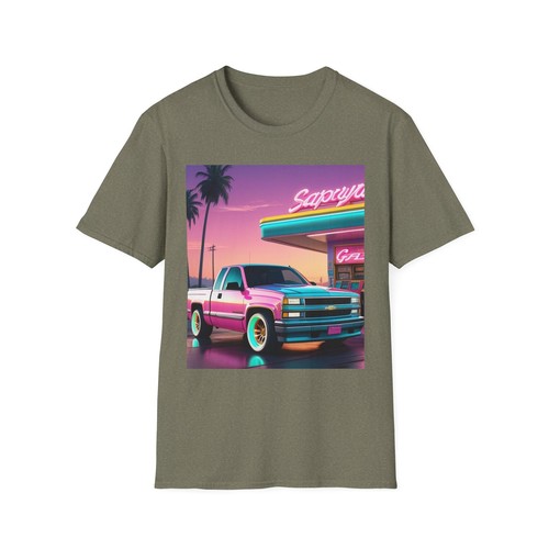 Retro Truck Chevy 1500 Silverado Vaporwave Graphic T-Shirt 80s 90s Style Tee - Picture 18 of 53