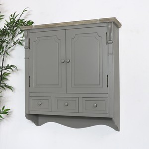 Grey Wall Mounted Cabinet Storage Shelves Cuboard Drawer Shelf