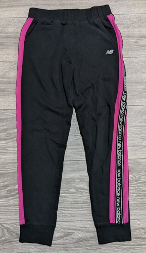 New Balance Joggers Girls Medium 10-12 Black w/Pink Stripe Accent Logo Kids
