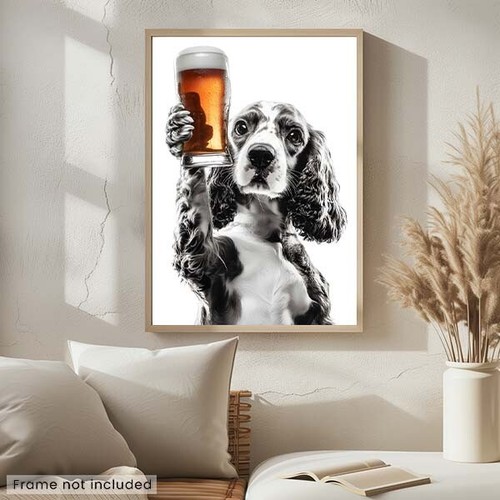 Cocker Spaniel Drinking Beer - Cute Funny Animals - Poster - Picture 4 of 5