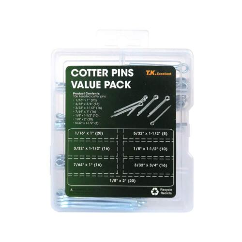 T.K. Excelente Surtido de Pasadores Cotter, Kit de Pasadores Cotter Premium Chapados en Zinc 106 Piezas - Imagen 8 de 11