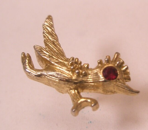 Road Runner Red Rhinestone Eye Vintage TINY SMALL Tie Tack Lapel Pin k29 - Picture 4 of 7