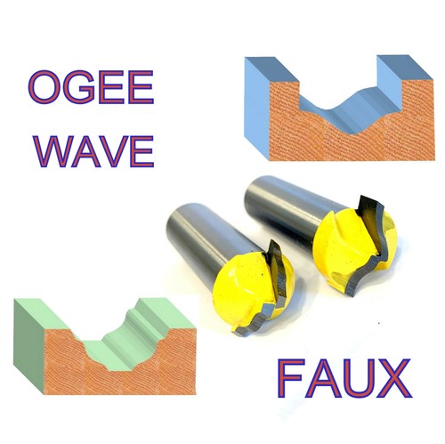2 pc 1/2" SH 3/4" Diameter Ogee Faux &  Wave Faux Plunge Groove  Router Bit - Picture 4 of 12
