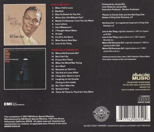 Love Is The Thing / Where Did Everyone Go? Nat King Cole CD 2007 Free UK P&P - Picture 3 of 9