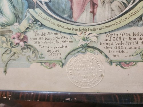 Framed German 1925 Confirmation Fraktur Helen Claire Reichel Shawano WI Print - Picture 3 of 3