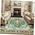 4x6 Area Rugs for Living Room, Machine Washable Vintage Rug, 4×6 Ft Deep Green