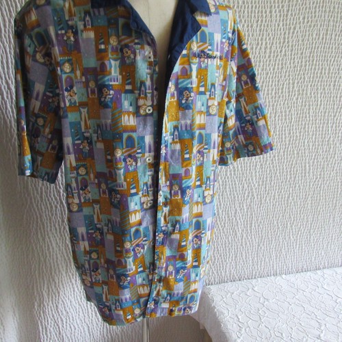 Disney Parks Walt Disney World 50th Anniversary Mickey Button Collar Shirt Sz M - Picture 8 of 13