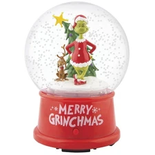 6" Animated Musical Grinch & Max Snow Globe Tree Scene Tabletop Christmas Decor