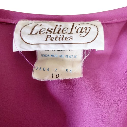 Vintage 70s Womens Purple Long Sleeve Dress Size 10 Woolite Disco Party Feminine - Picture 4 of 9