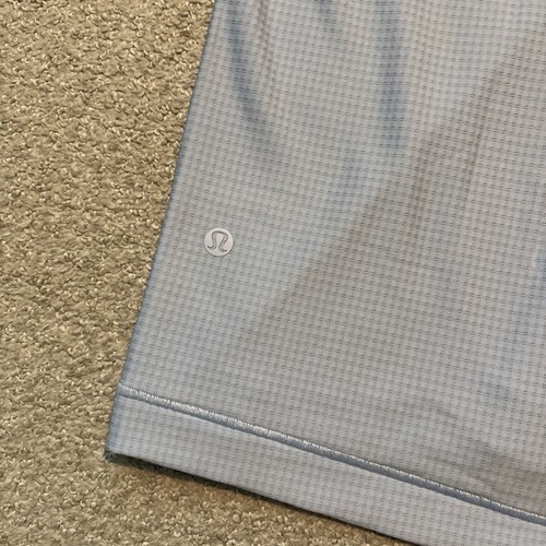 Lululemon Stretch Grid Long Sleeve Polo Shirt Nylon Blend Blue Men’s Sz M - Picture 11 of 11
