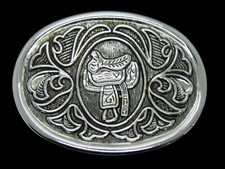 TC05120 VINTAGE 1970s  HORSE SADDLE  WESTERN  COWBOY BELT BUCKLE