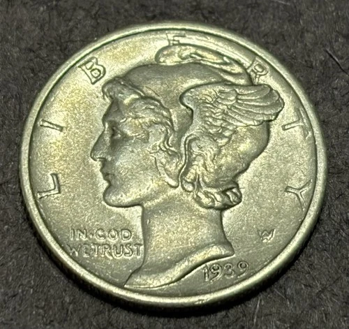 1939-D Mercury Silver Dime AU-Unc - 90% Silver